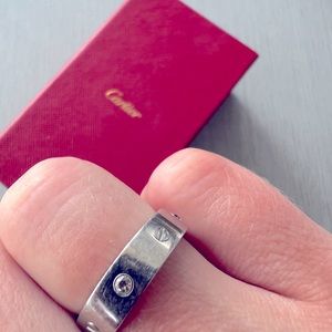 LOVE Cartier style ZOPPINI ring - size 53 stainless steel silver with zircons